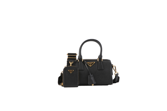 PRADA MINI BOWLING BAG SAFFIANO BLACK