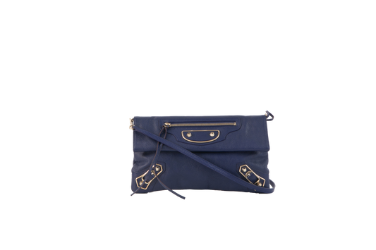 BALENCIAGA EDGE ENVELOPE CLUTCH COBALT BLUE