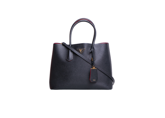 PRADA DOUBLE MEDIUM SAFFIANO BLACK