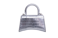 BALENCIAGA HOURGLASS XS EMBOSSED CROCO SILVER