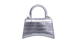 BALENCIAGA HOURGLASS XS EMBOSSED CROCO SILVER