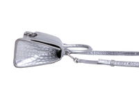 BALENCIAGA HOURGLASS XS EMBOSSED CROCO SILVER
