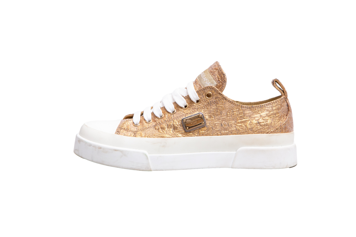 DG SNEAKER FABRIC LOW TOP GOLD/WHITE BROCADE - 39 BR