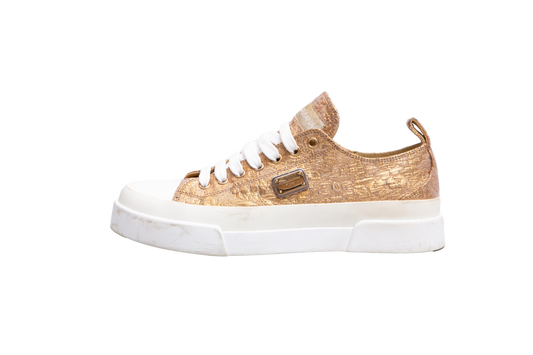 DG SNEAKER FABRIC LOW TOP GOLD/WHITE BROCADE - 39 BR