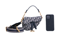 DIOR SADDLE MINI JACQUARD DIOR OBLIQUE NAVY