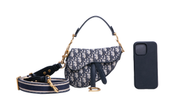 DIOR SADDLE MINI JACQUARD DIOR OBLIQUE NAVY