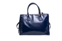 PRADA GALLERIA SAFFIANO LUX DOUBLE ZIP PATENT NAVY