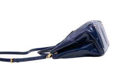 PRADA GALLERIA SAFFIANO LUX DOUBLE ZIP PATENT NAVY