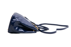 PRADA GALLERIA SAFFIANO LUX DOUBLE ZIP PATENT NAVY