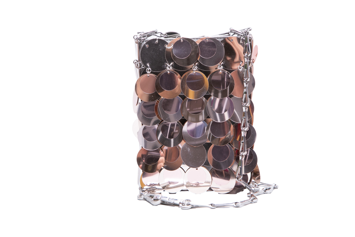 PACO RABANNE SPARKLE HOBO BAG SILVER/PINK