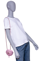 CHANEL ROUND VANITY CASE HANDLE WITH CHAIN CAVIAR PINK