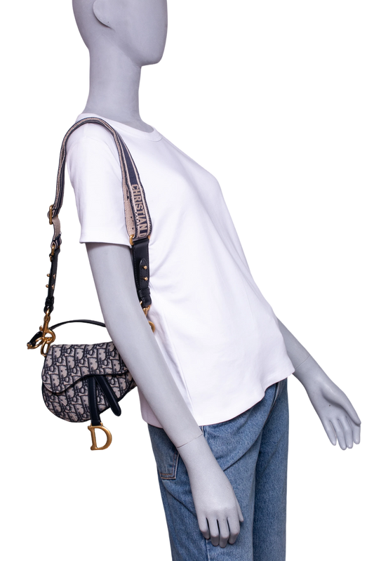 DIOR SADDLE MINI JACQUARD DIOR OBLIQUE NAVY