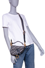 DIOR SADDLE MINI JACQUARD DIOR OBLIQUE NAVY