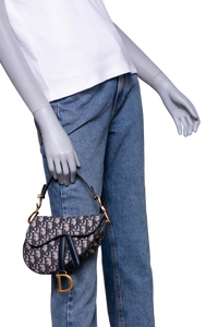 DIOR SADDLE MINI JACQUARD DIOR OBLIQUE NAVY