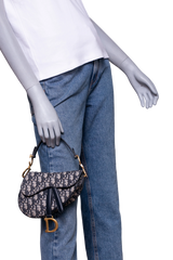 DIOR SADDLE MINI JACQUARD DIOR OBLIQUE NAVY