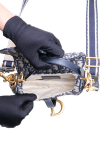 DIOR SADDLE MINI JACQUARD DIOR OBLIQUE NAVY