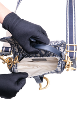 DIOR SADDLE MINI JACQUARD DIOR OBLIQUE NAVY