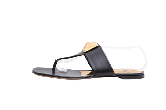 VALENTINO SANDAL FLATS ONE STUD BLACK - 40 BR