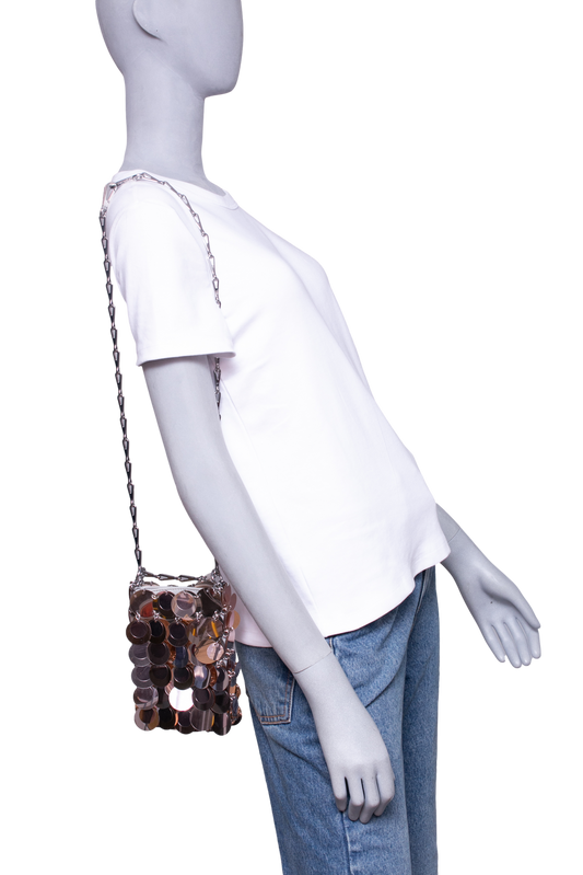 PACO RABANNE SPARKLE HOBO BAG SILVER/PINK