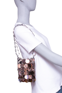 PACO RABANNE SPARKLE HOBO BAG SILVER/PINK