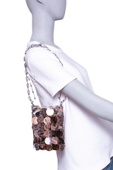 PACO RABANNE SPARKLE HOBO BAG SILVER/PINK