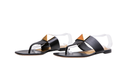 VALENTINO SANDAL FLATS ONE STUD BLACK - 40 BR