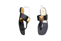 VALENTINO SANDAL FLATS ONE STUD BLACK - 40 BR