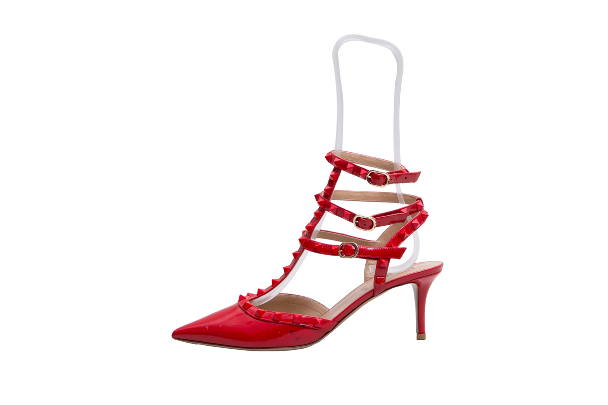 VALENTINO SCARPIN ROCKSTUD PATENT RED - 39 BR