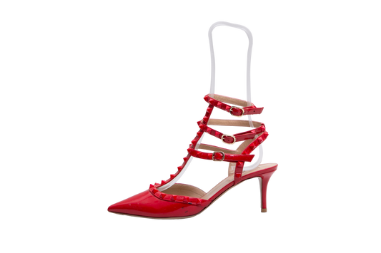 VALENTINO SCARPIN ROCKSTUD PATENT RED - 39 BR