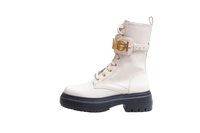 FENDI COMBAT BOOTS BIKER FENDIGRAPHY SIGNATURE GRAPHIC CREAM