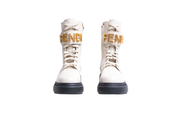 FENDI COMBAT BOOTS BIKER FENDIGRAPHY SIGNATURE GRAPHIC CREAM