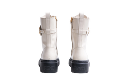 FENDI COMBAT BOOTS BIKER FENDIGRAPHY SIGNATURE GRAPHIC CREAM