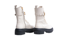 FENDI COMBAT BOOTS BIKER FENDIGRAPHY SIGNATURE GRAPHIC CREAM