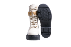 FENDI COMBAT BOOTS BIKER FENDIGRAPHY SIGNATURE GRAPHIC CREAM