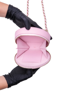 CHANEL ROUND VANITY CASE HANDLE WITH CHAIN CAVIAR PINK