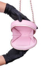 CHANEL ROUND VANITY CASE HANDLE WITH CHAIN CAVIAR PINK