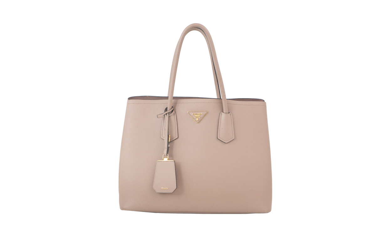 PRADA DOUBLE TOTE MEDIUM BEIGE SAFFIANO