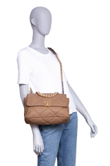 CHANEL 19 LARGE FLAP NYLON/JERSEY DARK BEIGE