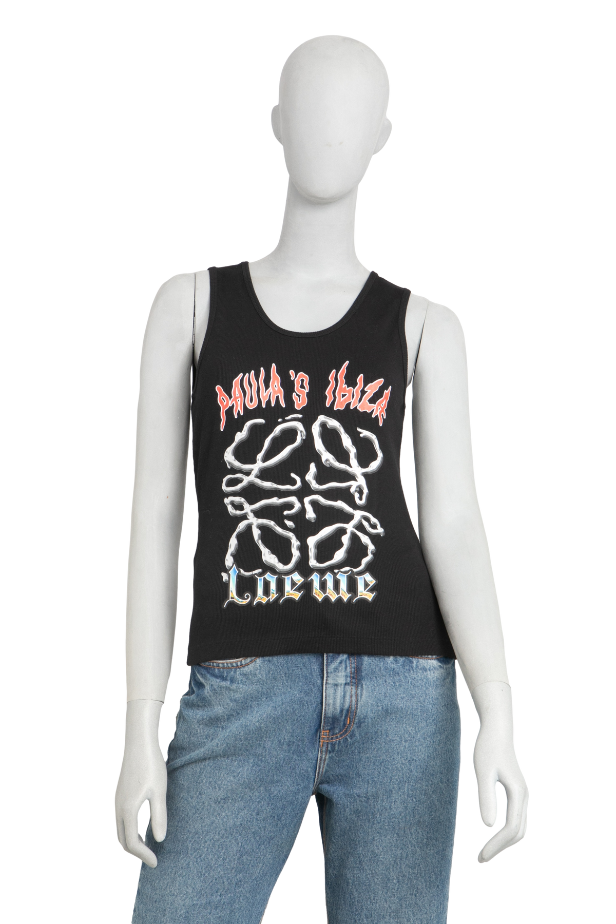 LOEWE PAULA'S IBIZA ANAGRAM COTTON TANK TOP BLACK