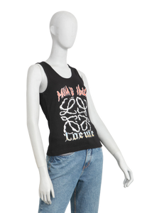 LOEWE PAULA'S IBIZA ANAGRAM COTTON TANK TOP BLACK