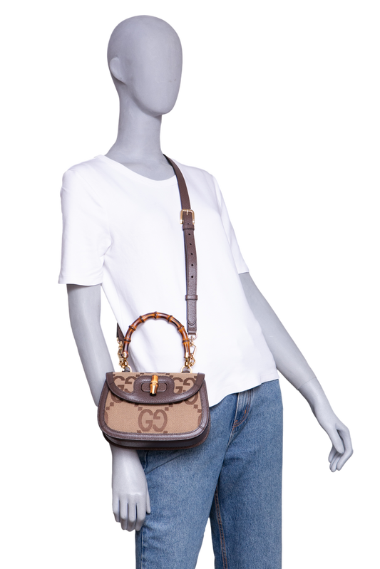 GUCCI BAMBOO 1947 JUMBO GG SMALL BEIGE/BROWN