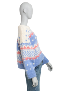 CELINE CREW NECK SWEATER IN FAIR ISLE MOHAIR BLUE JUMPER