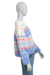 CELINE CREW NECK SWEATER IN FAIR ISLE MOHAIR BLUE JUMPER
