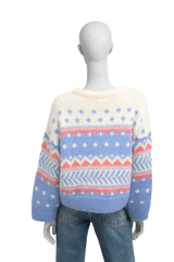 CELINE CREW NECK SWEATER IN FAIR ISLE MOHAIR BLUE JUMPER