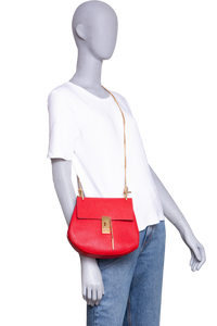 CHLOÉ DREW MEDIUM GRAINED CALFSKIN RED