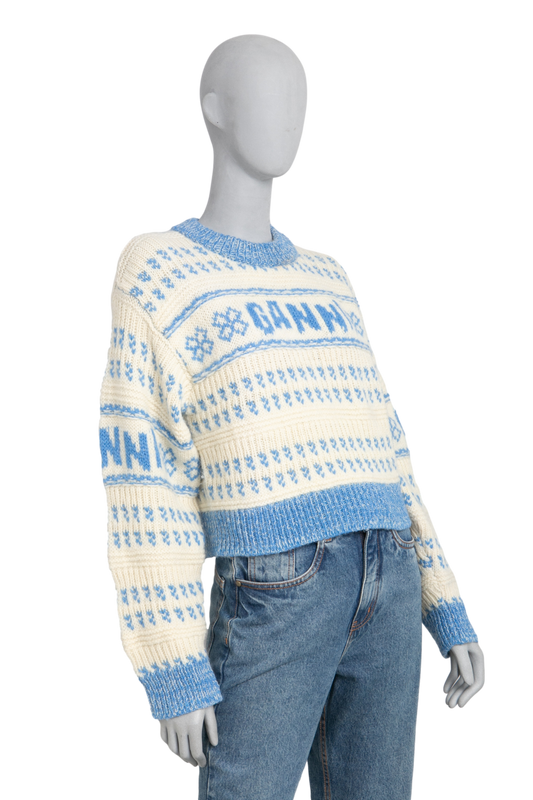 GANNI TRICOT GRAPHIC STRONG BLUE