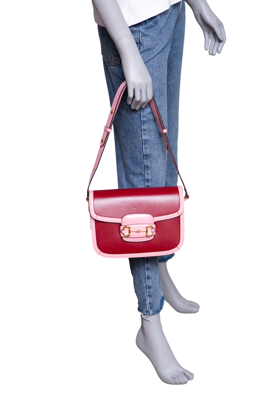 GUCCI HORSEBIT 1955 CALFSKIN AZALEA/RED