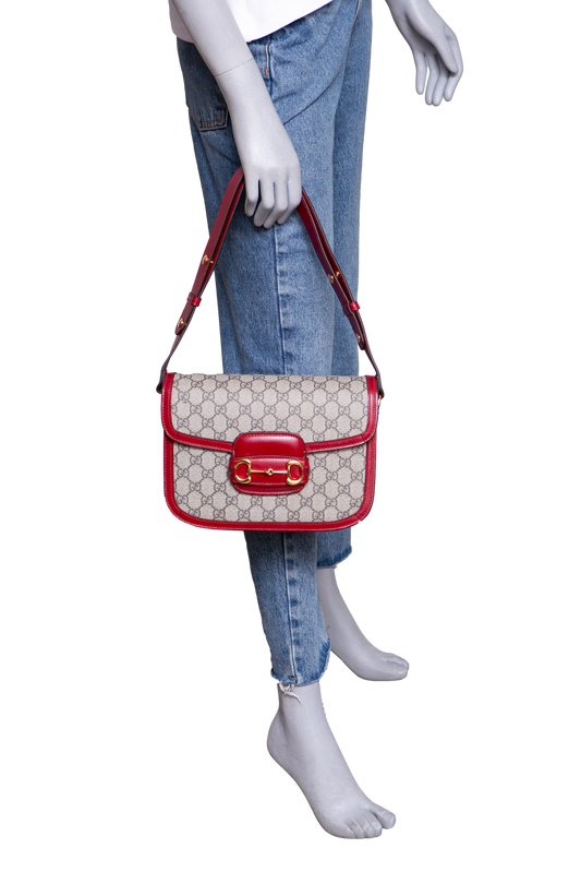 GUCCI HORSEBIT 1955 MEDIUM GG SUPREME RED