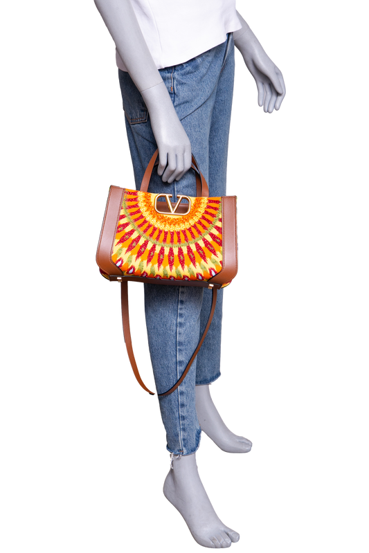 VALENTINO VLGO SHOPPER MEDIUM LEATHER WHIT MULTICOLOR BEADS