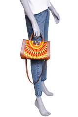 VALENTINO VLOGO SIGNATURE CANVAS SHOPPER MULTICOLOR EMBROIDERED